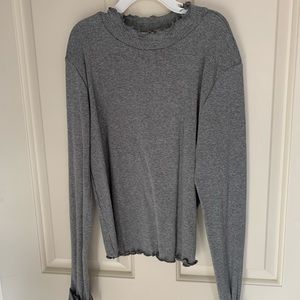 Gray turtleneck- ruffled neck